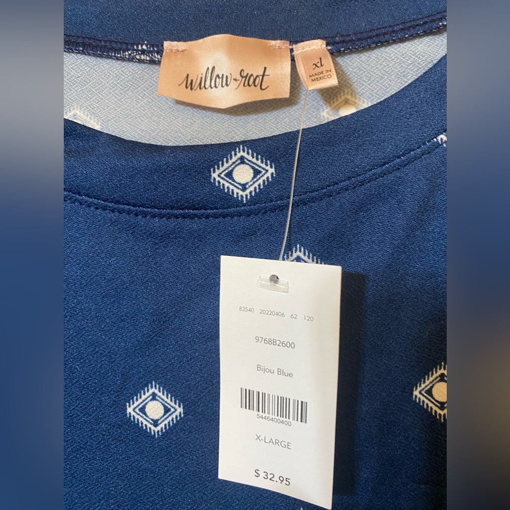Willow Root Blue Patterned Top - Picture 2 of 5